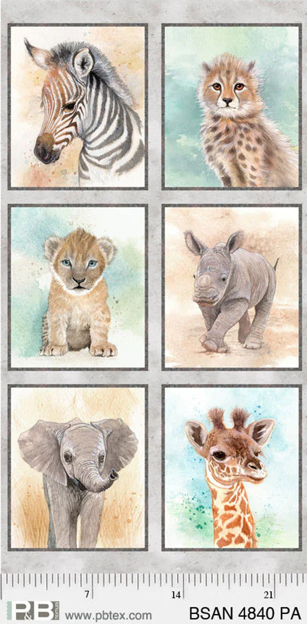 Baby Safari Animals Panel PB4840PA - P & B Textiles