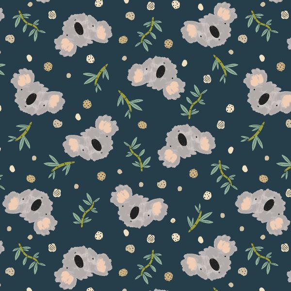 Wild Ones 25cm RJ4100-NA1 - Koala Dance Navy - RJR Fabrics