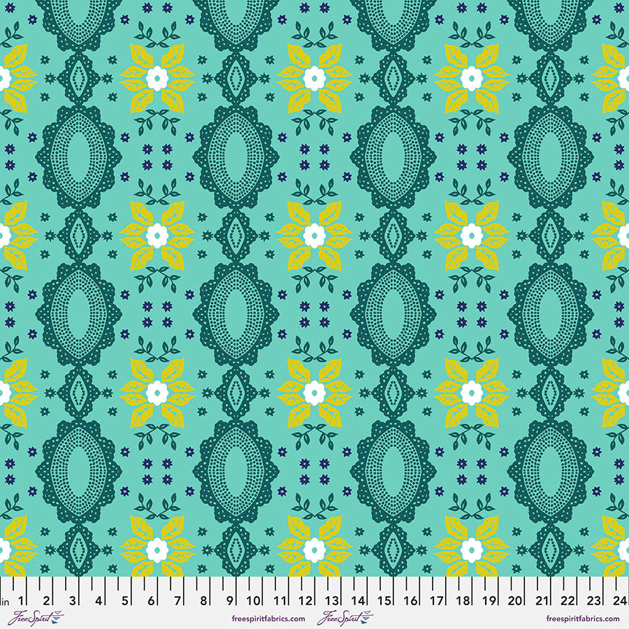 Folk Heart 25cm PWNL025 Flocked Small Aqua - Nathalie Lete