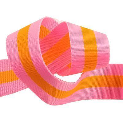 Pink and Orange - Tula Pink striped Nylon Webbing-1 1/2