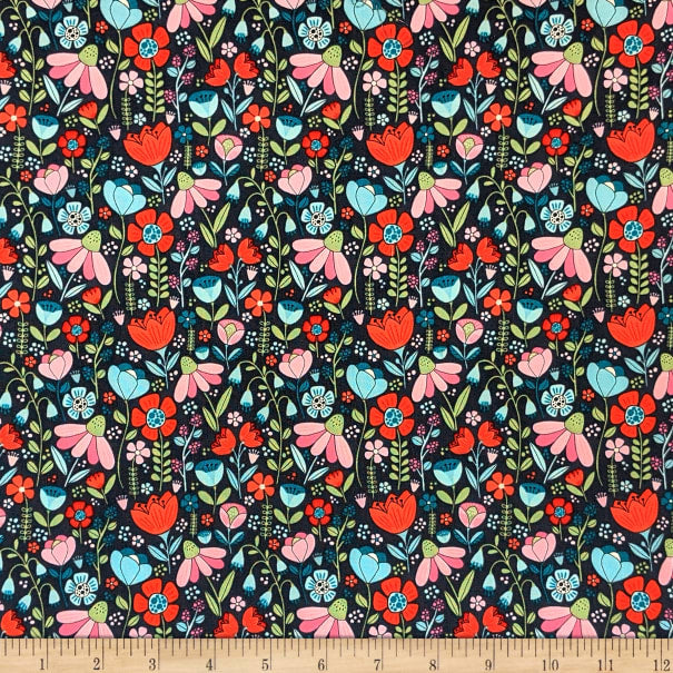 Enchanted Forest 25cm 61190302 Enchanted Blooms Slate - Camelot Fabrics
