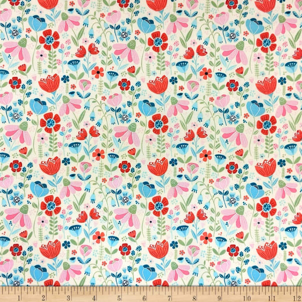 Enchanted Forest 25cm 61190302 Enchanted Blooms Cream - Camelot Fabrics