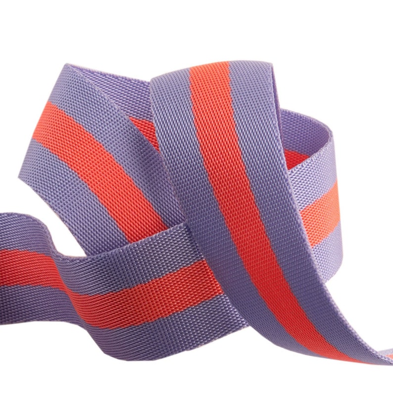 Lavender and Pink - Tula Pink striped Nylon Webbing-1 1/2